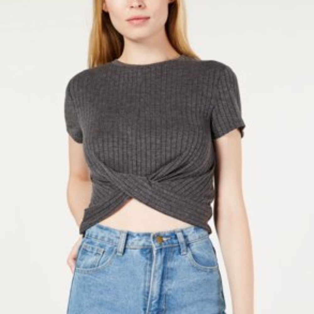Gray Tie Cropped Top